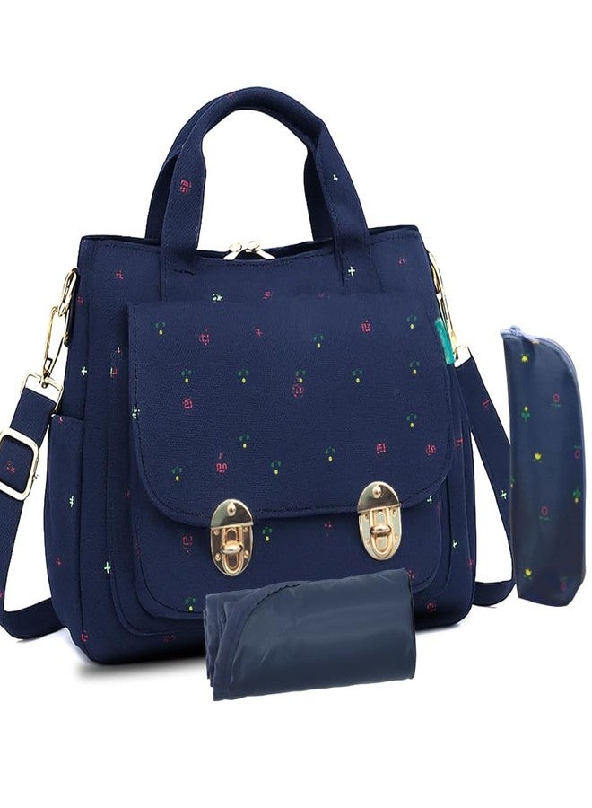 Motherly WOW Tote Diaper Bag for Mothers for Travel, Maternity Bag for Newborn Baby, Multiple Pocket Water Resistant Baby Bag (Blue Flower) - Image 1